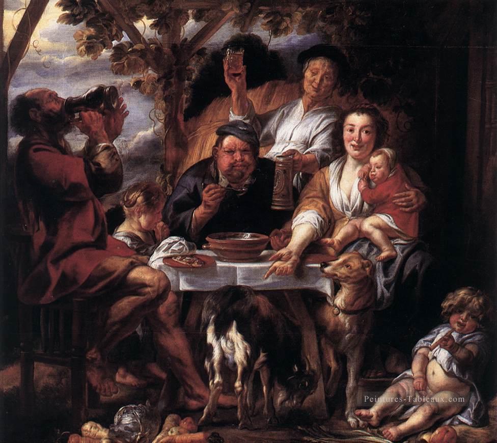 Manger Homme Flamand Baroque Jacob Jordaens Peintures à l'huile